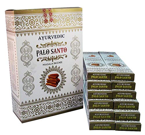 12 Confezioni Di Incenso Palo Santo Masala | 180 Bastoncini | Aroma Rilassante Ayurvedico | Fatto A Mano India