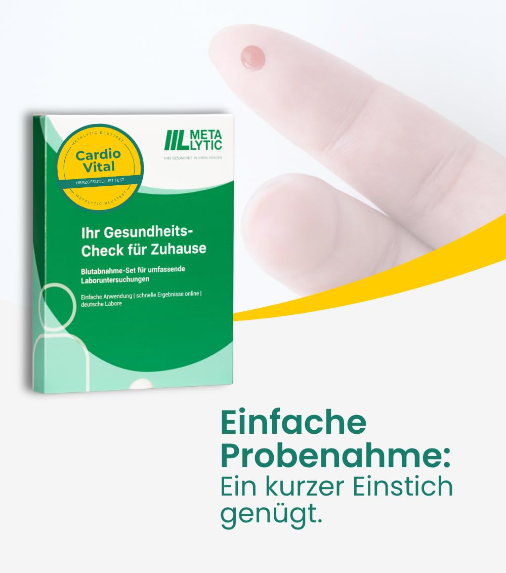 Cholesterin & Herzgesundheit Test | Gesamtcholesterin, LDL, HDL, Triglyzeride & HbA1c | Langzeitblutzucker messen | vollwertiger Labortest