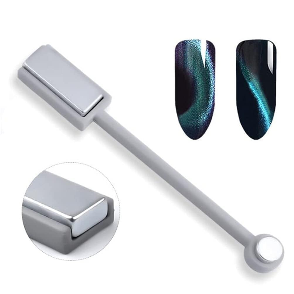 KIRA Cat Eye Magnet for Nails Double-head Nail Magnets Stick Nail Polish Magnet Gel Polish Magnetic Wand Manicure Design Tool for DIY Cat Eye Nail Art (Silver)-picture-6
