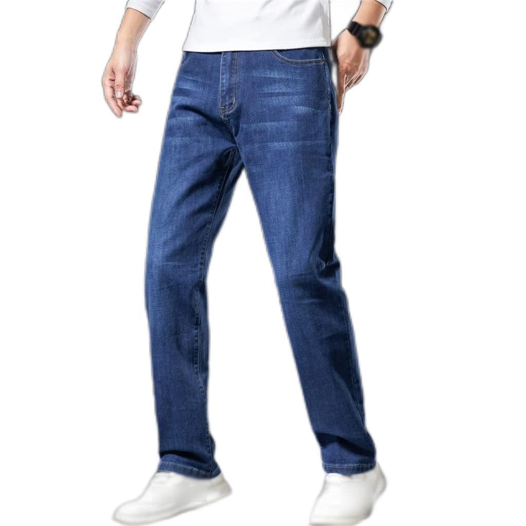 Mens Regular Fit Classic Business Jeans Casual Stretch Denim Pants Male