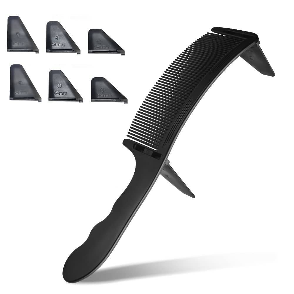TERRIFI Salon Professional Positioning Comb, Barber Hair Cutting and Curved Comb, Suitable for At Home, Salon, or Professional Use, Clipper Cuts and Flattops (Black)