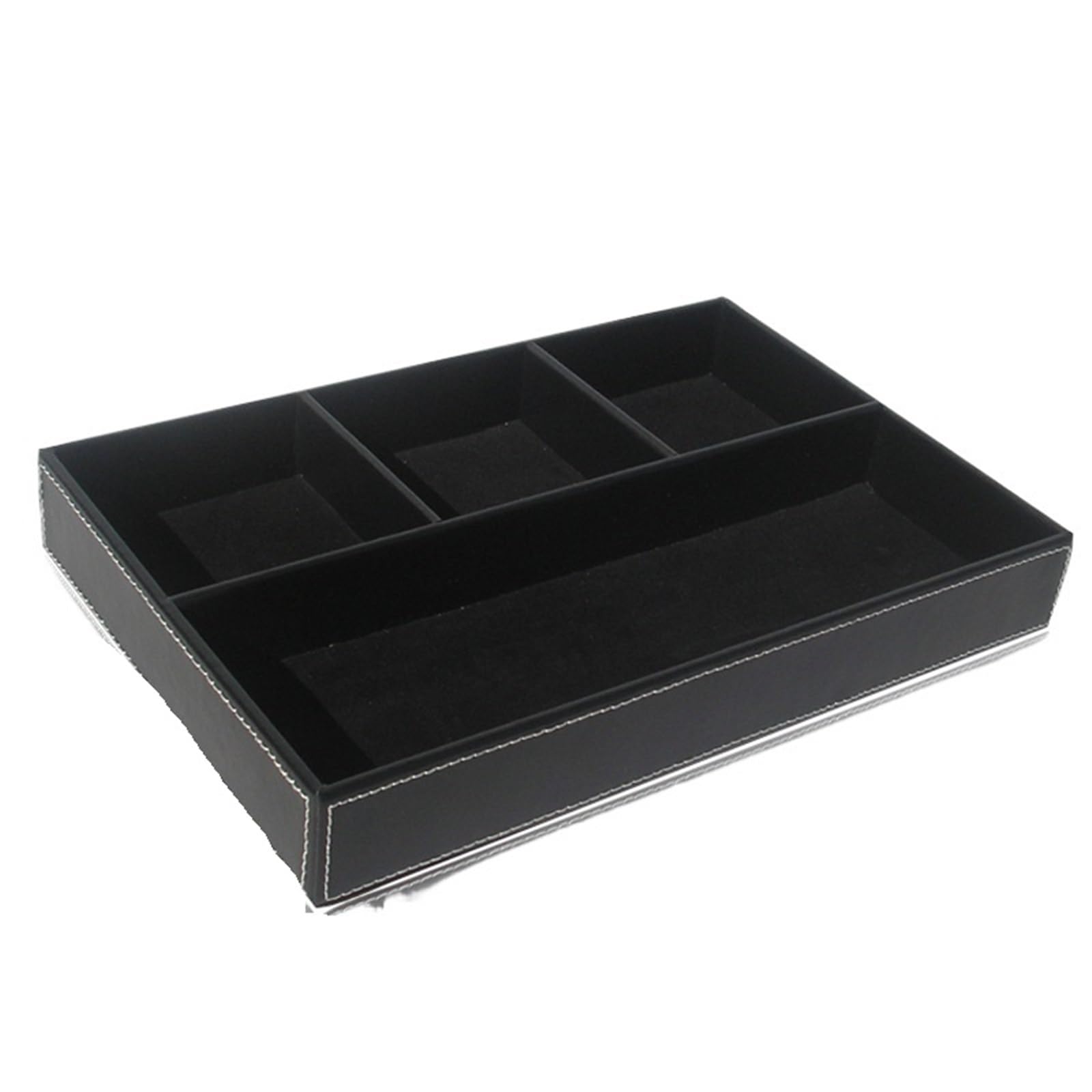 ZFIHAV Drawer Organisers 4 Slots Desk Drawer Organizer, Pu Leather Drawer Storage Organizer Divider for Office Desk Supplies Collection(Black)
