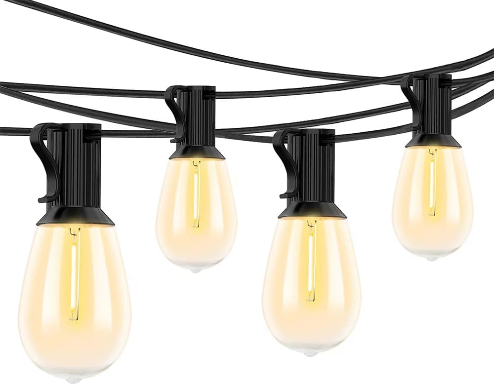 LENDIS Bright LED Outdoor String Patio Lights with 25 Shatterproof ST38LED Bulbs, Outdoor Pendant Lights Waterproof, Suitable for Porch, Deck, Garden, Backyard, Balcony and More