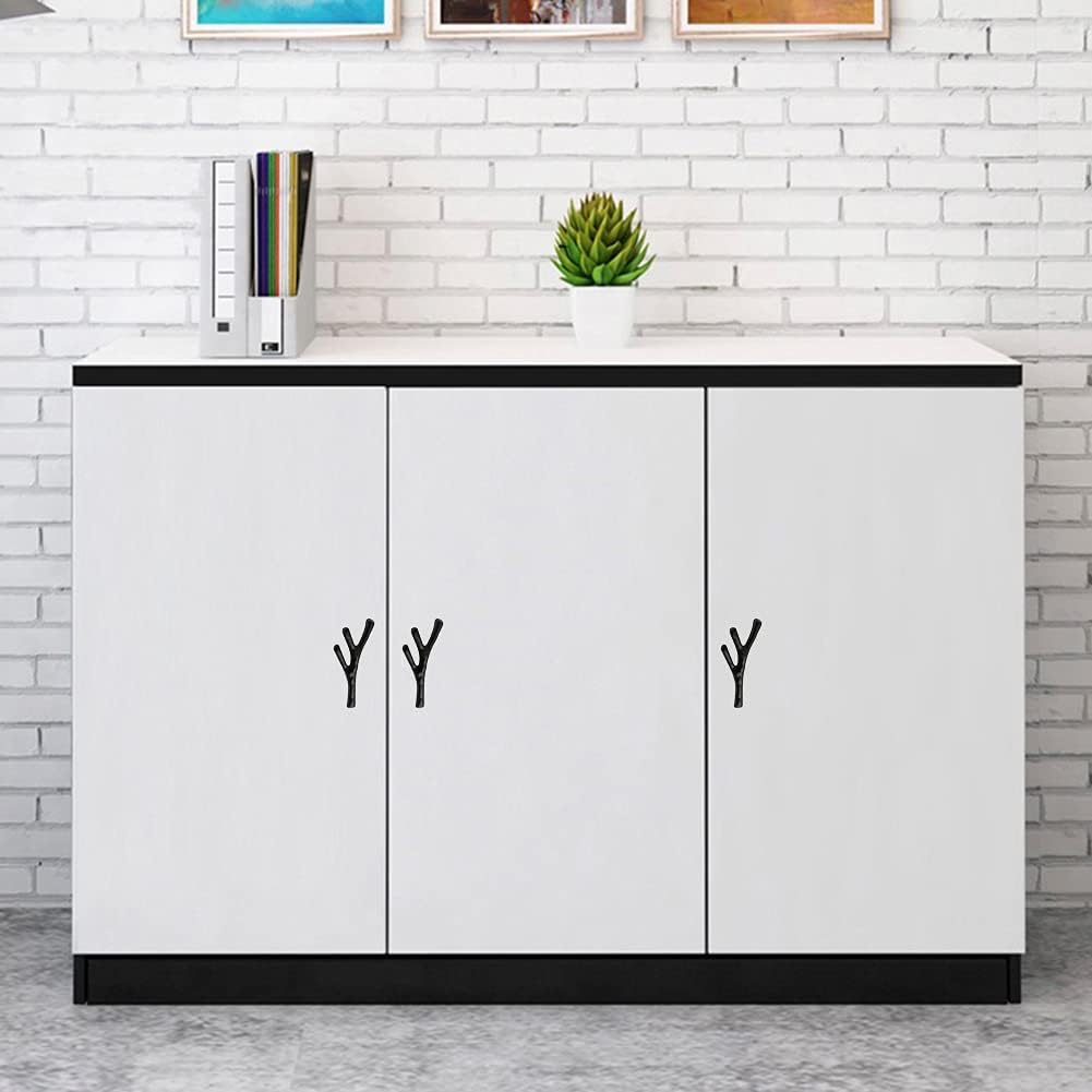 8 Pack Twig Knobs Tree Branch Handles Drawer Knobs Fashion Zinc Alloy Pulls Furniture Dresser Pull Handles Door Knobs for Cabinets (Black)