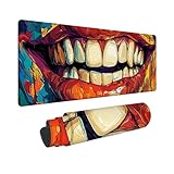 マウスパッド 唇 大型 防水 ゲーミング マウスパッド 160 x 80 cm 拡張 キーボードパッド 滑り止めゴム底 滑り止め デスクマット おしゃれ キーボードパッド マウス対応 耐洗い表面 快適操作性 ゲーム 仕事 ホーム用 オフィス 女性へのプレゼント Z-920