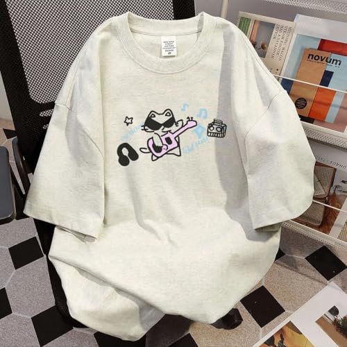 Harajuku Vintage Shirts for Women Cute Graffiti Cat Print T-Shirt Summer Oversized Graphic Tees Kawaii Clothes Y2K Tops3