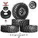HobbyPark 1.9 Beadlock Wheels and Tires 120mm / 4.72inch Height with Mounting Tool for Traxxas TRX4 Axial SCX10 II III Redcat Gen8 Gen7 12mm Hex 1/10 Crawler Upgrades, 4-Set (Black)