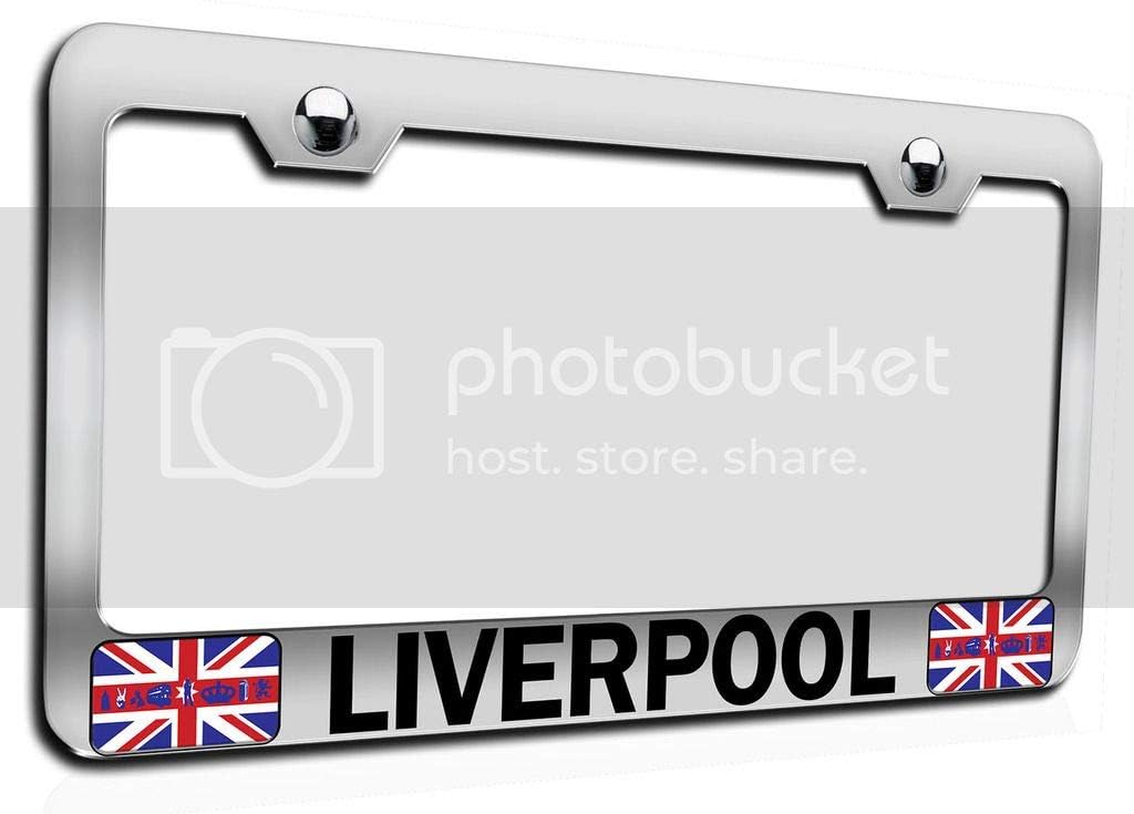 Makoroni - Liverpool British England Chrome Metal License Plate Frame Tag Holder, #x82