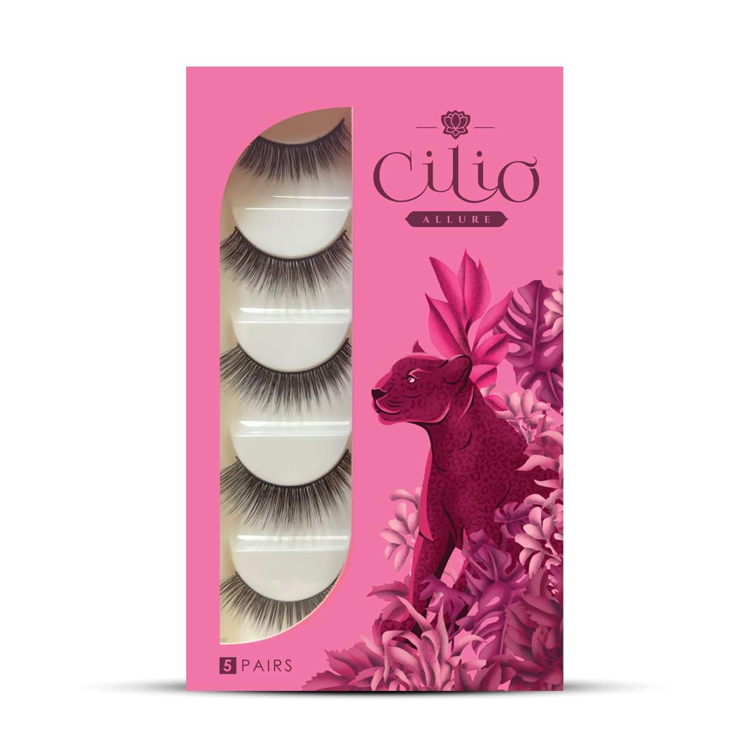 CILIOPremium Wispy Faux Mink 6D False Lashes - Pack of 5 Pairs Natural, Reusable, Lightweight & Comfortable Fake Eyelashes for Women - Soft Makeup Enhancers (ALLURE)