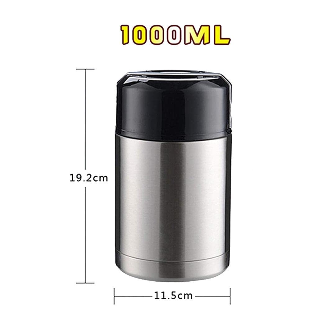 Récipient de Conservation du Lait Maternel Boîte Alimentaire Double Paroi Acier Inoxydable Isolant sous Vide Couvercle Pratique pour Repas, Argent 1000ml