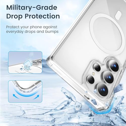 Image of Magnetic Case for Samsung Galaxy S25 Ultra 5G, Compatible with MagSafe, Shockproof Protective Phone Cover, Non-Yellowing Hard Clear PC Back (Clear)