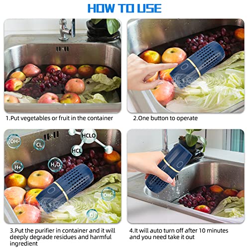 Fruit and Vegetable Washing Machine Laelr Fruit and Vegetable Cleaner Device USB Rechargeable Food Purifier Automatic Household Cleaning Gadgets for Purifying Meat Glasses Fruits and Vegetables