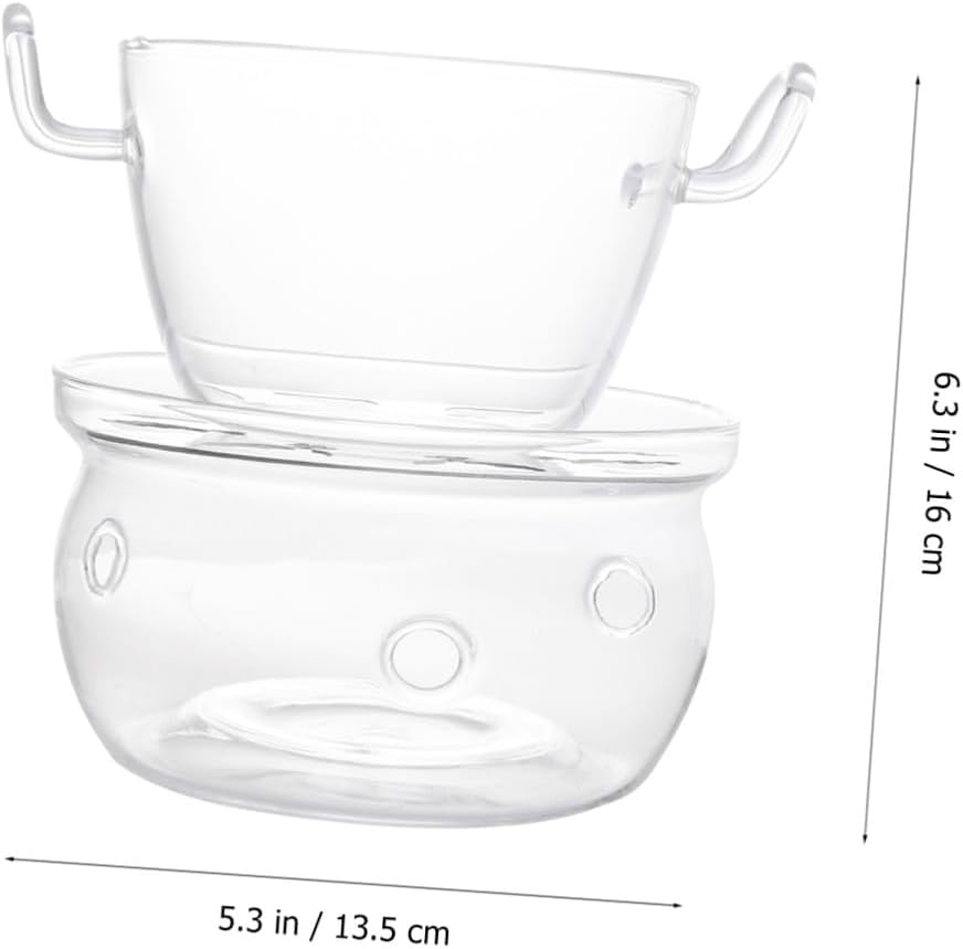 Amosfun Glass Chocolate Melt Pan with Base, Trapezoidal Butter and Cheese Heating Pot for Kitchen Baking and Party Fondue, ’ Cooking Meltware