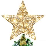 MHKBD Estrella para árbol de Navidad, Adorno para árbol de Estrellas, 25 cm Estrellas LED para Árbol de Navidad, para...