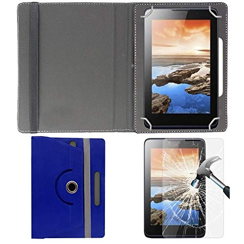 Hello Zone Exclusive 360� Rotating 7� Inch Flip Case Cover + Free Tempered Glass for Google Nexus 7 Tablet -Blue
