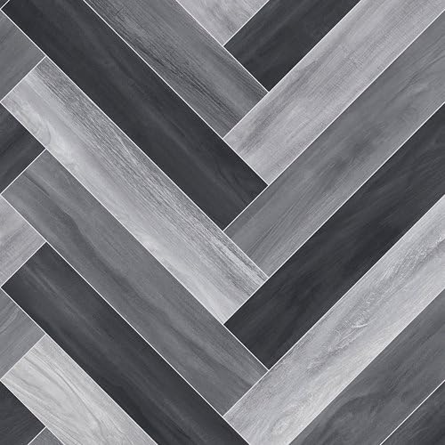 3m x 3m ftw HERRINGBONE Wood Effect Ash Grey White Cushion Floor Cushioned Vinyl Flooring Lino Bathroom Kitchen Shower Dining Room