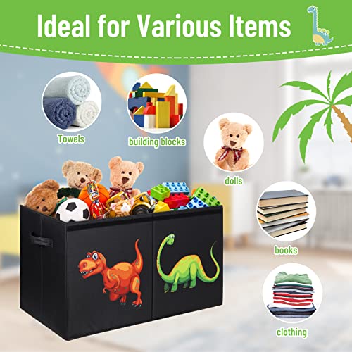 Homemarvel (2Pcs) Toy Box, Toy Box For Boys, Toy Chest For Boys, Lightweight Collapsible Sturdy Kids Toy Boxes Basket Bins Organizer With Flip-Top Lid & Handles, 26.8" X 13.8" X 16", Dinosaur #TOP4