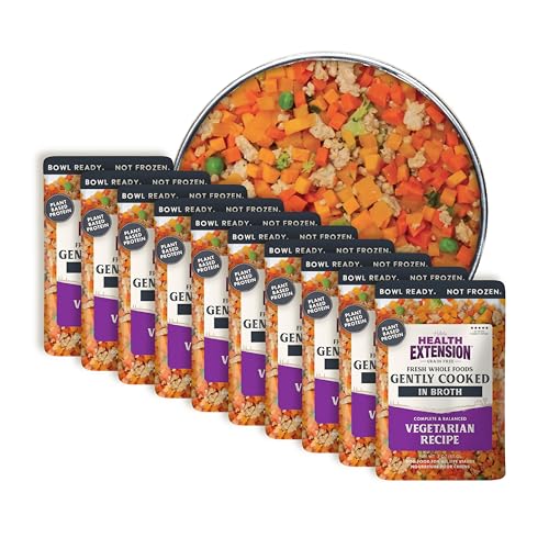 Image of Health Extension Gently Cooked Grain-Free Vegetarian Formula Dog Food, Human-Grade & Shelf-Stable with Superfoods, Supports Digestion, Immunity, Skin & Coat, 3 oz Pouch (Pack of 10)