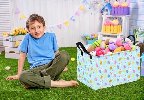 Image of Rectangle Gift Storage Basket Home Shelf Storage Basket Organizer Box Clothes Laundry Hamper Nursery Basket Laundry Basket with Handles (blue rabbit)