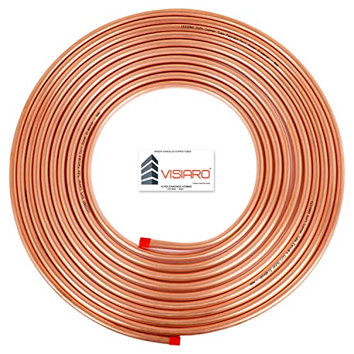 Image of Visiaro Round Pure Soft Copper Tube, 15mtr, Outer Dia 4 mm, Wall Thickness 19 swg, 99.9% Purity, Industrial Metal, Seamless Pipe for Air Conditioning, Refrigeration, Plumbing Systems and DIY Projects