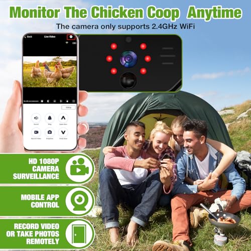 image for KUAX Automatic Chicken Coop Door Solar Powered with Camera, App Timer 