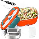 【Multiusos】Doble voltaje 220V/12V/24V para el hogar y el automóvil. Con esta lonchera, puede calentar alimentos en cualquier momento y en cualquier lugar, sin la necesidad de un microondas.