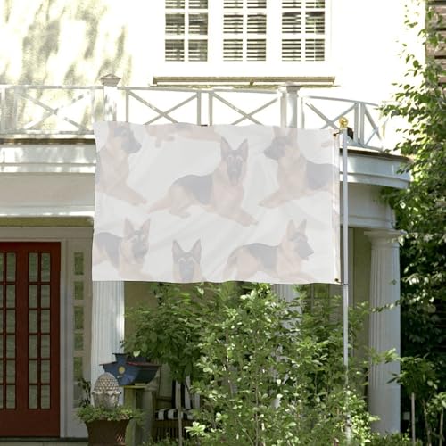 Drapeau de ferme Berger Allemand grand format, pavillon décoratif durable à œillets
