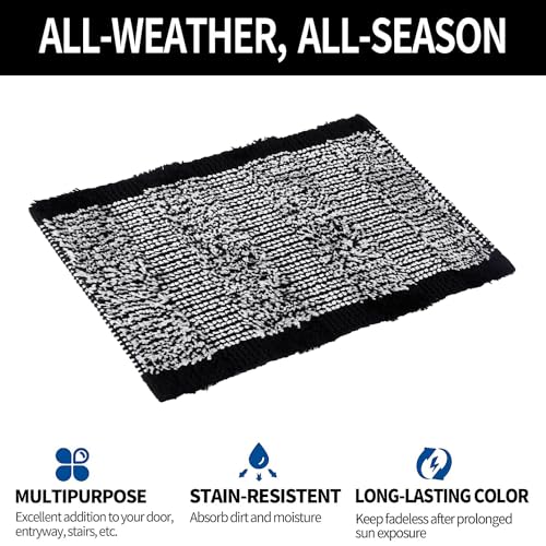 Image of Kuber Industries Door Mat | White Cut Loop Doormat | Microfiber Entrance Mat | Entry Doormat | Office Entrance Door Mat | Door Mat for Home | Door Mat for Living | Black