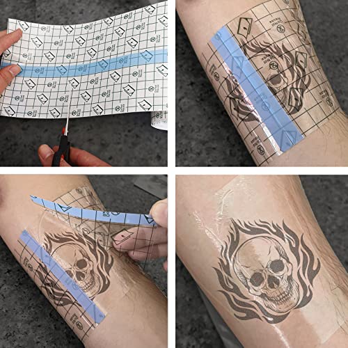 Moricher 15Cm X 2M Tattoo Aftercare Waterproof Bandage Roll + 5Pcs 12 X 12 Cm Transparent Film With Impervious Ring, Protective Clear Adhesive Bandages Tattoo Supplies Tattoo Bandage #TOP2