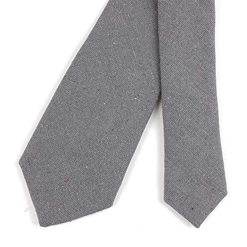 Image of Elfeves Men's Skinny Solid Color Tie Causal Cotton Linen Narrow Slim cut Necktie