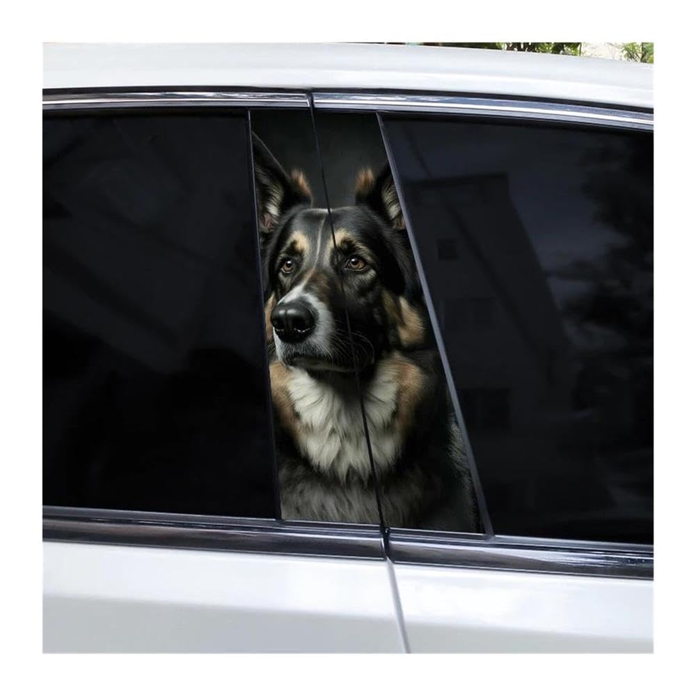 Decorative Items 2pcs Dobermann Shepherd Dog DIY Car Door Pillar Vinyl Decal Covering Scratched(J)