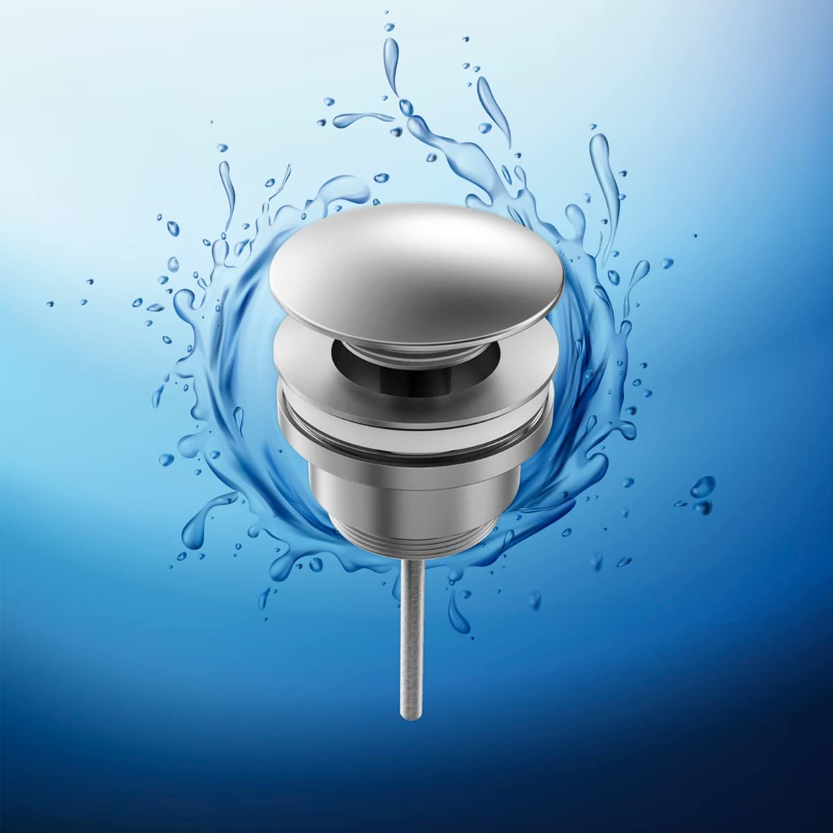 Valvula Click Clack Universal para Lavabo Con y Sin Rebosadero | Tapón Desagüe Lavabo Baño y Bidé | Válvula Lavabo Fabricada en Laton y Color Cromo