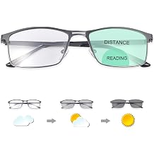 Photochromic Bifocal Reading Glasses UV Sun Readers Sunglasses Computer Anti Blue Light Glare Eyeglasses for Men Women