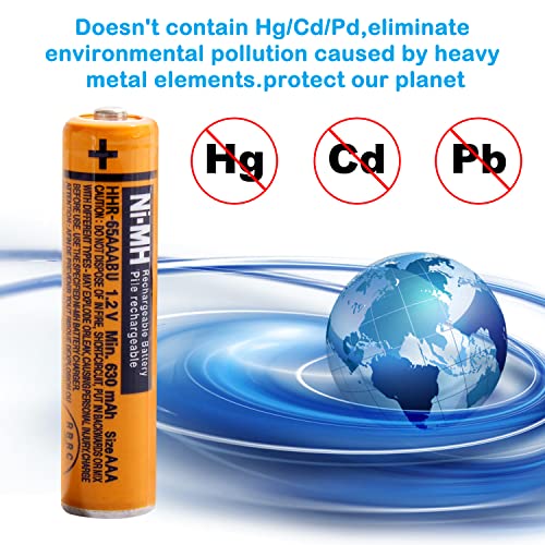 6 Pack Hhr-65Aaabu Ni-Mh Rechargeable Batteries 1.2V 630Mah Aaa Battery For Panasonic Cordless Telephone Batteries #TOP1