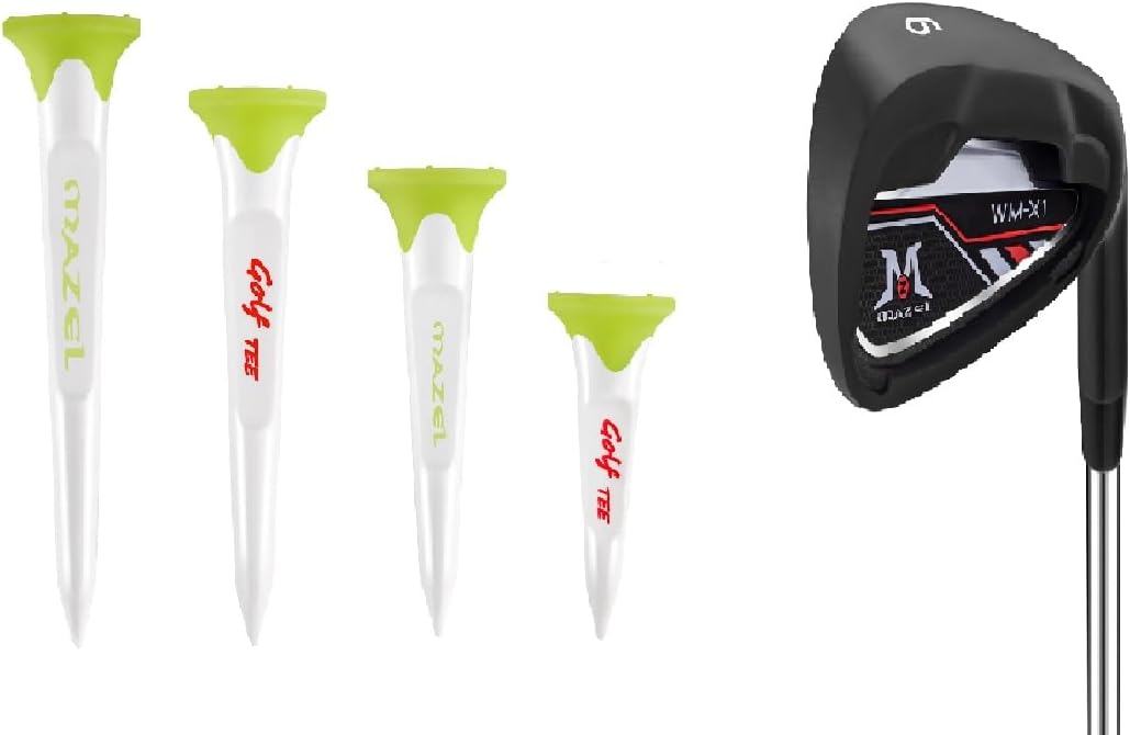MAZEL Golf WMX1 Iron Club & Golf Plastic Tees 8 Packs,Bundle of 2