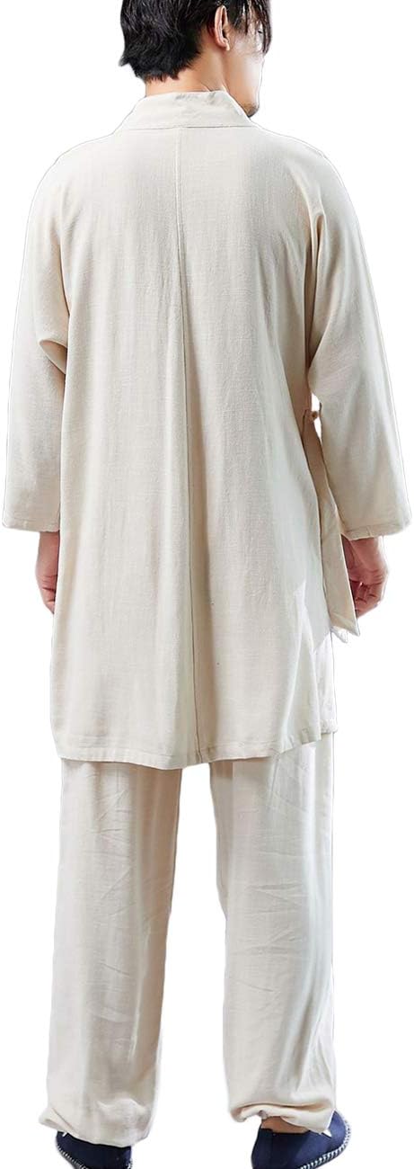 Men's Cotton Linen Hanfu Suit Monk Uniforms Kungfu Clothes Martial Arts Clothing Tai Chi Training Suit
