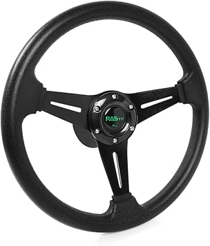RASTP 13.8 Inch Boat Steering Wheel with 3/4 Axle Marine Steering Wheel Adapter for Most Marine boats,Vessels,Yachts,Pontoons Boat Style B - Black