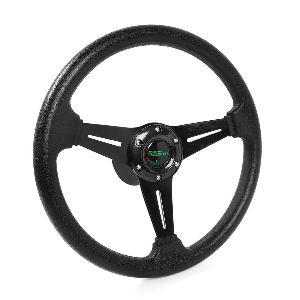 RASTP 13.8 Inch Boat Steering Wheel with 3/4“ Axle Marine Steering Wheel Adapter for Most Marine boats,Vessels,Yachts,Pontoons Boat (Style B - Black)