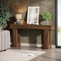 Tribesigns 63-Inch Long Console Table, MDF Wood Grain Rectangular Sofa Table Behind The Couch, Farmhouse Entryway Table for Entrance, Hallway, Living Room (Rustic Brown) — image 3