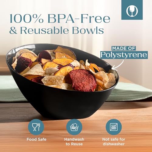 image for Posh Setting - Black Plastic Serving Bowls for Party - Angled, Disposa