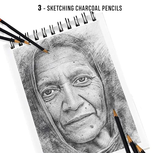 Image of DaKos Sketch Pencil Set - Drawing Pencil Set and Shading Pencil Set for Artists, with A5 Drawing Sketch Book, Perfect Sketching Kit of Charcol Pencil and Shading Art (31 Pieces)