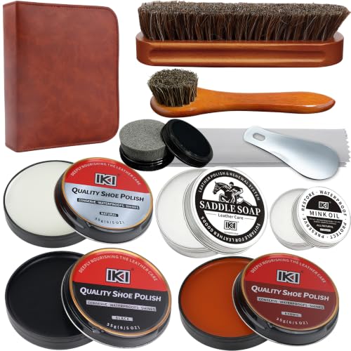 IKI Black Brown Neutral Shoe Polish Kit Mink Oil Saddle