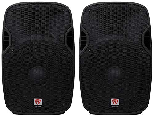 Rockville SPGN158 Bundle: 15-in Passive 1600-Watt DJ PA Speakers, 8-Ohm Lightweight ABS Cabinet...