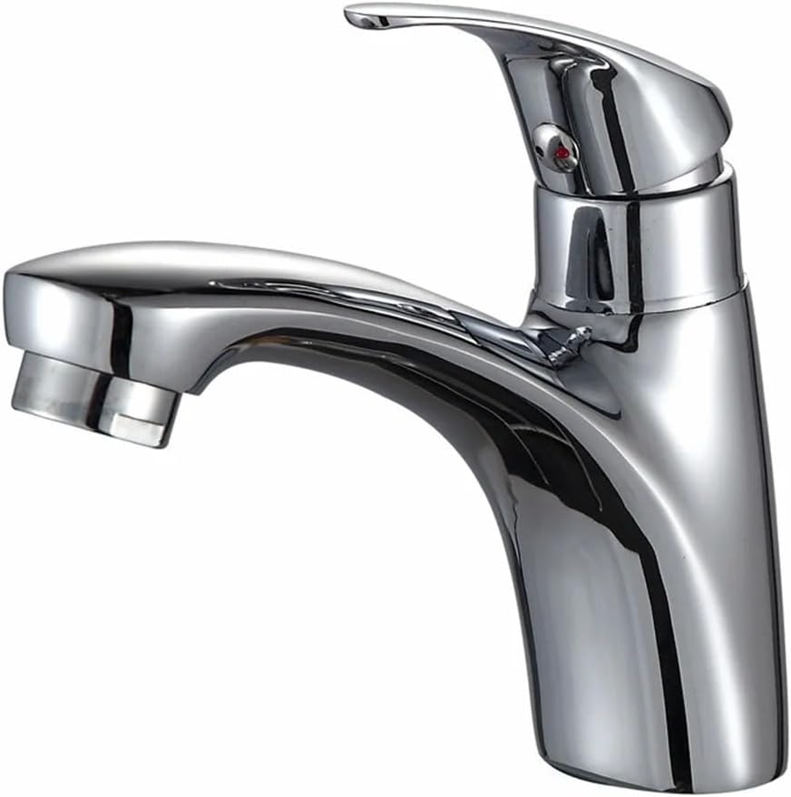 High-Shine Chrome Single-Cold Bathroom Sink Tap, Ergonomic Single-Lever Deck-Mounted Vanity Faucet