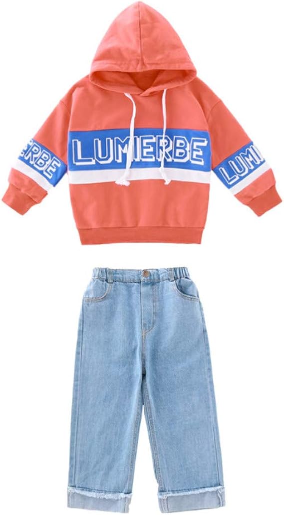 Amazon Janq キッズ服 子供服 女の子 ガールズ 2点セット 可愛い パーカー トップス デニムパンツ おしゃれ 着回し カジュアル 洋服 日常 通学 通園 子供の日 普段着 旅行 七五三 入学式 卒業式 発表会 結婚式 プレゼン 春 秋 1