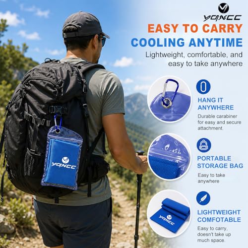 Image of YQXCC 4 Pack Cooling Towels (47 inchx12 inch), Ice Cool Towels for Neck & Face | Soft Breathable Microfiber, Instant Cooling Neck Wraps, Ideal for Yoga, Golf, Gym, Running, Camping & Hot Weather