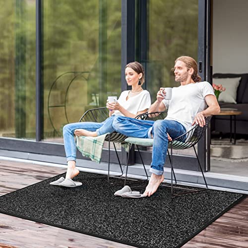 Mibao Dirt Trapper Door Mat for Indoor&outdoor, 40x60cm, Anthracite Black, Washable Barrier Heavy Duty Non-Slip Entrance Rug Shoes Scraper, Super Absorbent Front Carpet
