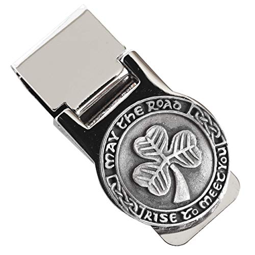 Biddy Murphy Money Clip for Men Spring Loaded Stainless Steel & Pewter Medallion Symbols, Imported
