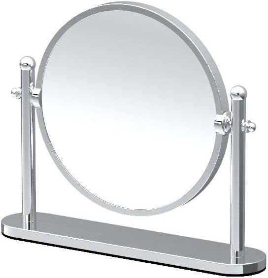 Gatco 1391, Table Mirror, Chrome / 7.50" Double Sided Tabletop Makeup Vanity Mirror with 3X Magnification on One Side and Rotates 360 Degrees