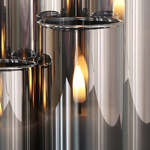Girimax Grey Glass Flameless Candles With Remote, Flickering Led Votive Pillar Candles Battery Operated Slim Tall Candles Φ 2" H 3" 4" 5" 6" 7" #TOP4